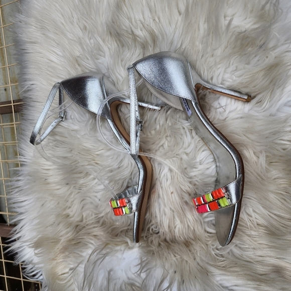 Dune Gladiator Neon Ankle Strap foil sandals 10‎ NWD - Picture 9 of 12